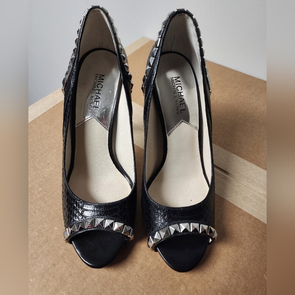 Michael Kors Black Snake Print Heels - Picture 2 of 7